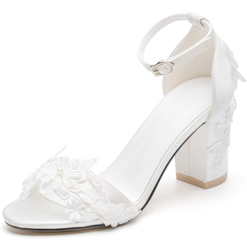White Lace Wedding Heel